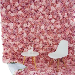 Pink & Blush Mixed Florals - Curtain Style Floral Wall - Easy Install! Select Size