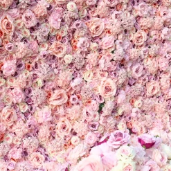 Pink Mixed Floral Wall - Curtain Style - Easy Install! Select Size