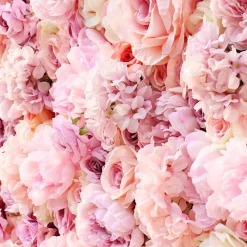 Pink Mixed Floral Wall - Curtain Style - Easy Install! Select Size