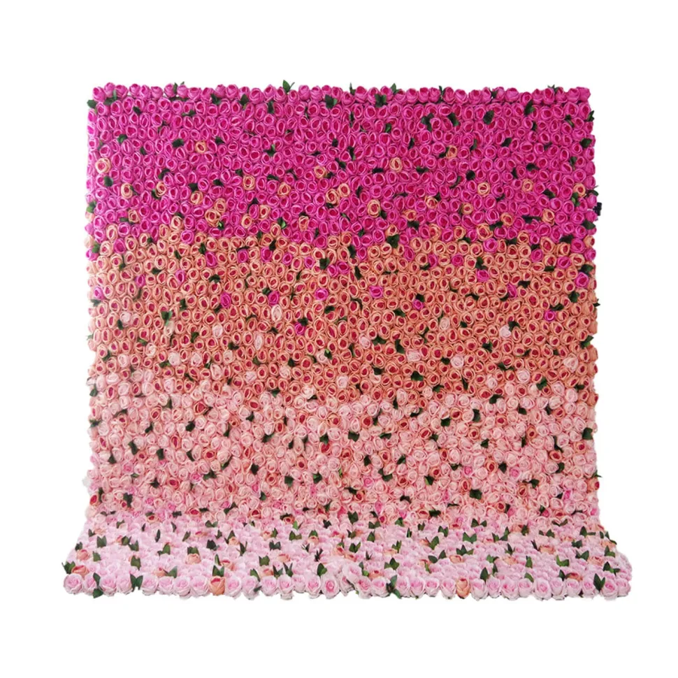 Pink Ombre w/ Greenery Mixed Floral Wall - Curtain Style - Easy Install! Select Size