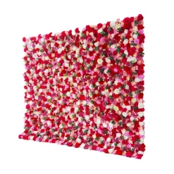 Pink & Red Mixed Floralsw/ Greenery - Curtain Style Floral Wall - Easy Install! Select Size