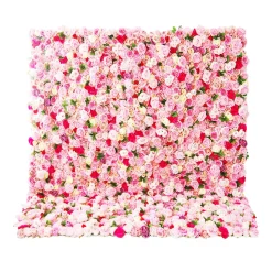 Pink, Red & White Mixed Florals - Curtain Style Floral Wall - Easy Install! Select Size