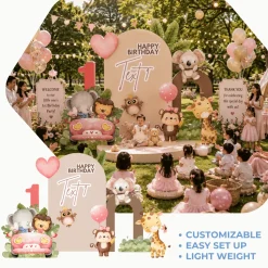Pink Safari Foam Core Birthday Backdrop Kit by PopScene™