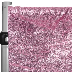 Pink Sequin Backdrop Curtain w/ 4" Rod Pocket by Eastern Mills - 10ft Long x 4.5ft Wide
