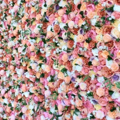 Pink & White Mixed Florals w/ Greenery - Curtain Style Floral Wall - Easy Install! Select Size