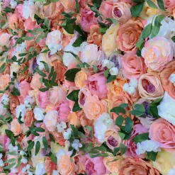 Pink & White Mixed Florals w/ Greenery - Curtain Style Floral Wall - Easy Install! Select Size