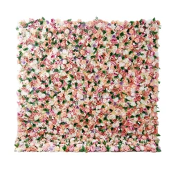 Pink & White Mixed Florals w/ Greenery - Curtain Style Floral Wall - Easy Install! Select Size