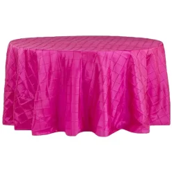 Pintuck Taffeta 132" Round Tablecloth - Fuchsia