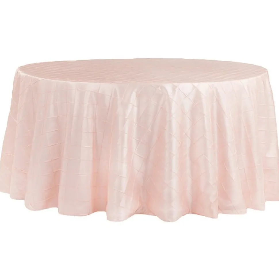 Pintuck Taffeta 132" Round Tablecloth - Blush