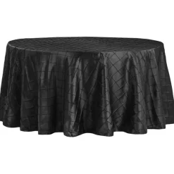 Pintuck Taffeta 132" Round Tablecloth - Black