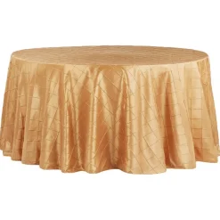 Pintuck Taffeta 132" Round Tablecloth - Gold