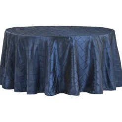 Pintuck Taffeta 120" Round Tablecloth - Navy Blue