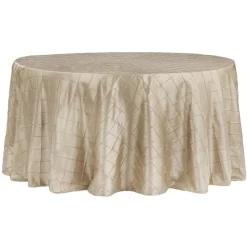 Pintuck Taffeta 120" Round Tablecloth - Champagne