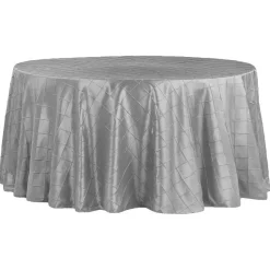 Pintuck Taffeta 120" Round Tablecloth - Silver
