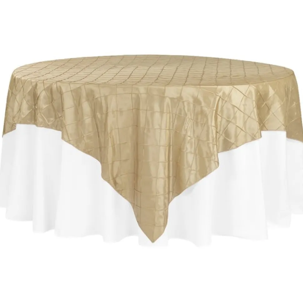 Pintuck Taffeta 90" x 90" Square Overlay - Champagne