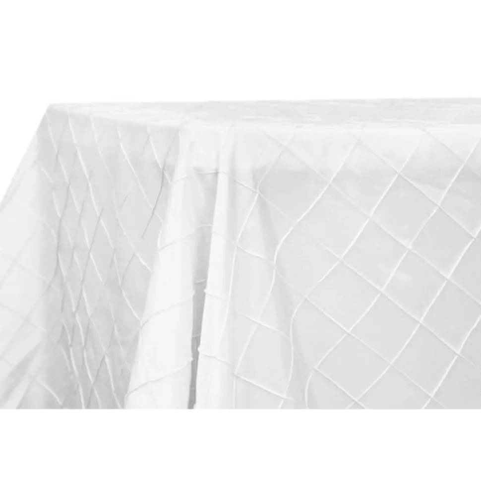 Pintuck Taffeta 90" x 132" Tablecloth - White