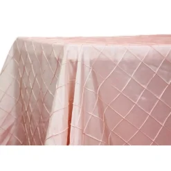 Pintuck Taffeta 90" x 132" Tablecloth - Blush/Rose Gold