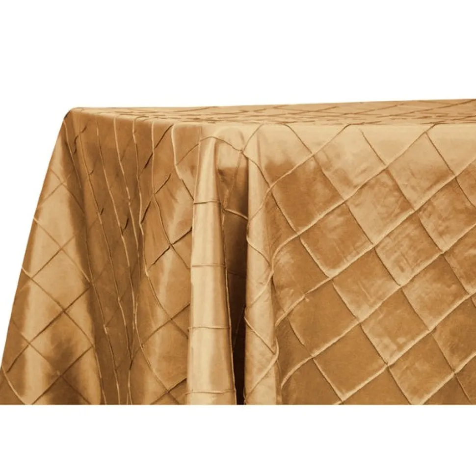 Pintuck Taffeta 90" x 132" Tablecloth - Gold