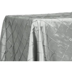 Pintuck Taffeta 90" x 132" Tablecloth - Silver