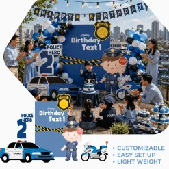 Police Hero Foam Core Birthday Backdrop Kit by PopScene™