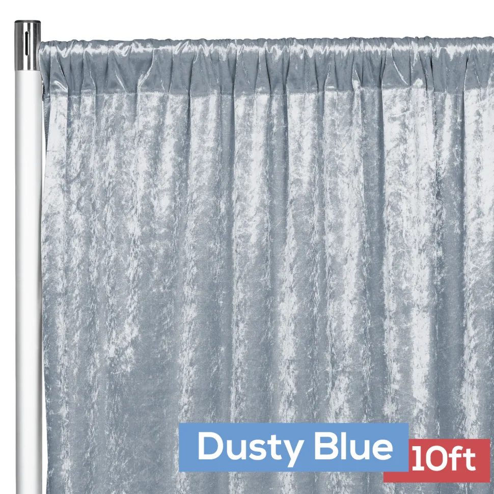 Premade Velvet Backdrop Curtain Panel - 10ft Long x 52in Wide - Dusty Blue