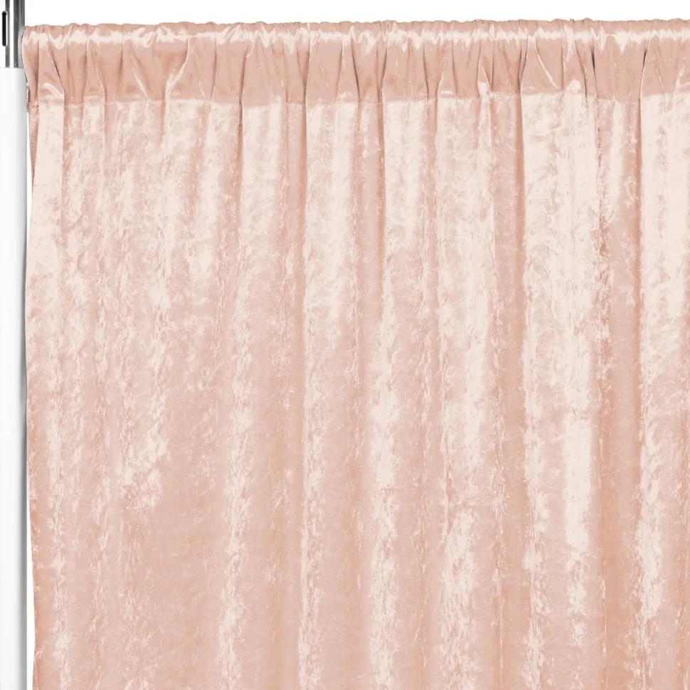 Premade Velvet Backdrop Curtain 18ft Long x 52in Wide in Blush/Rose Gold