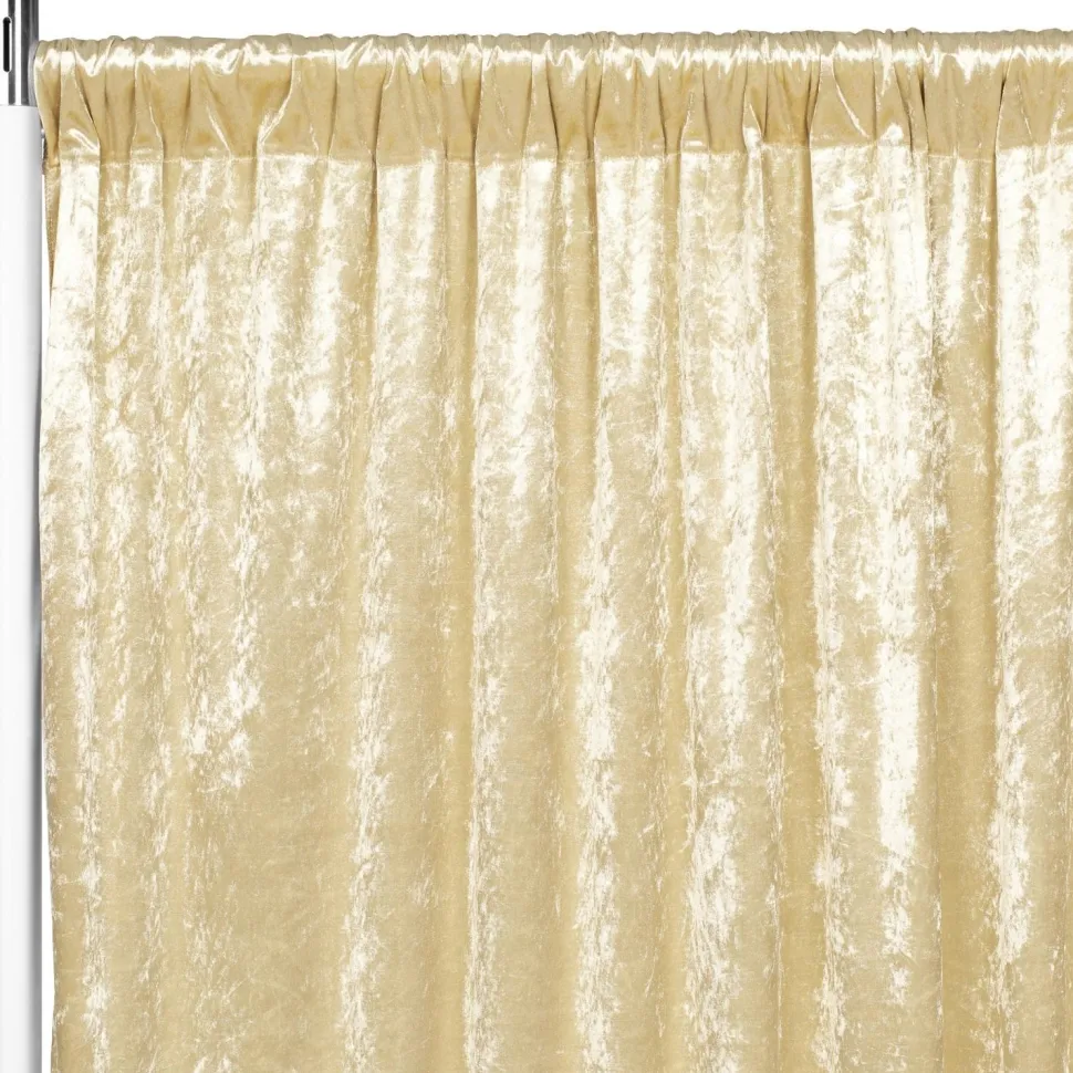 Premade Velvet Backdrop Curtain 16ft Long x 52in Wide in Champagne