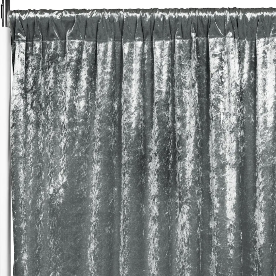Premade Velvet Backdrop Curtain 16ft Long x 52in Wide in Charcoal