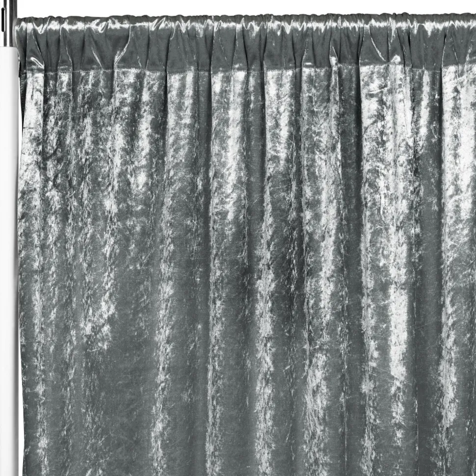 Premade Velvet Backdrop Curtain 12ft Long x 52in Wide in Charcoal