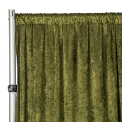 Premade Velvet Backdrop Curtain 8ft Long x 52in Wide in Olive Green