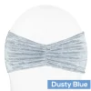 Premade Velvet Ruffle Stretch Chair Band - Dusty Blue