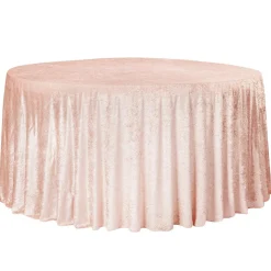 Premade Velvet Tablecloth - 132" Round - Blush/Rose Gold