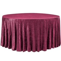 Premade Velvet Tablecloth - 132" Round - Burgundy
