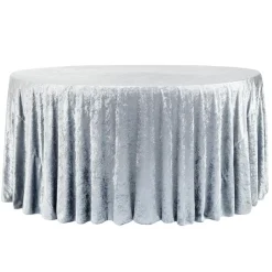 Premade Velvet Tablecloth - 132" Round - Dusty Blue