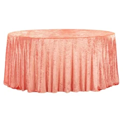 Premade Velvet Tablecloth - 132" Round - Coral