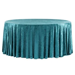Premade Velvet Tablecloth - 132" Round - Dark Turquoise