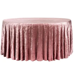 Premade Velvet Tablecloth - 132" Round - Dark Dusty Rose