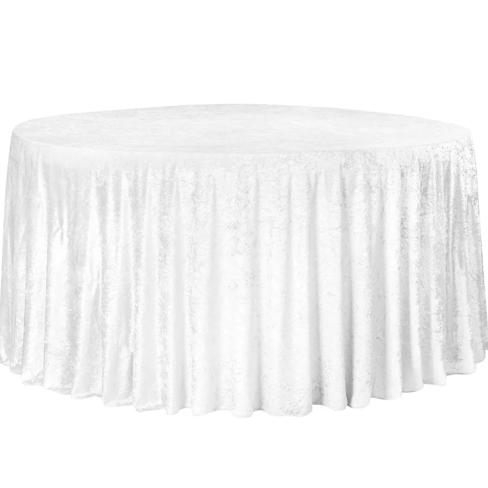 Premade Velvet Tablecloth - 132" Round - White