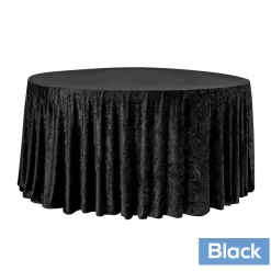 Premade Velvet Tablecloth - 120" Round - Black