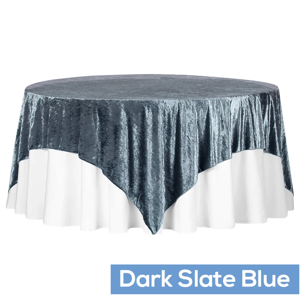 Premade Velvet Tablecloth - 85" x 85" Square - Dark Slate Blue