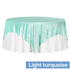 Premade Velvet Tablecloth - 85" x 85" Square - Light Turquoise