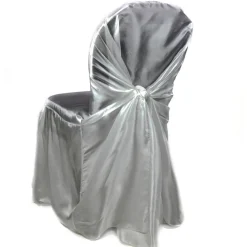 Premium Taffeta (Chameleon) Fabric Chair Cover By Eastern Mills in Silver - Universal Fit!