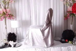 Premium Taffeta (Chameleon) Fabric Chair Cover By Eastern Mills in Silver - Universal Fit!