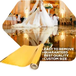 Premium Vinyl Dance Floor or Runner Wrap Custom Size - Mirror Gold