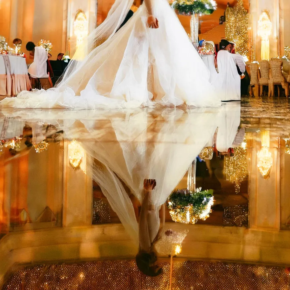 Premium Vinyl Dance Floor or Runner Wrap Custom Size - Mirror Gold