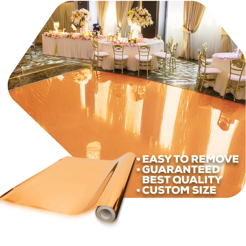 Premium Vinyl Dance Floor or Runner Wrap Custom Size - Rose Gold Mirror