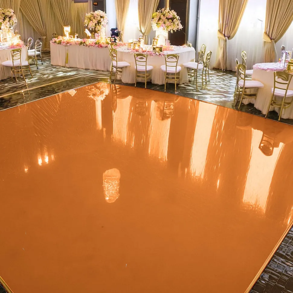 Premium Vinyl Dance Floor or Runner Wrap Custom Size - Rose Gold Mirror