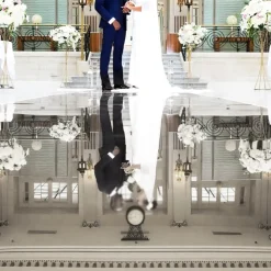 Premium Vinyl Dance Floor or Runner Wrap Custom Size - Silver Mirror