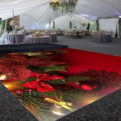 Premium Vinyl Dance Floor Wrap Custom Size - Christmas Day Poinsettia Trim