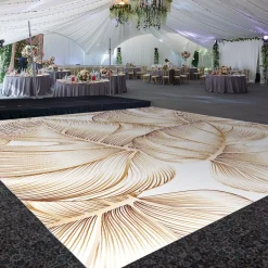 Premium Vinyl Dance Floor Wrap Custom Size - Boho Golden Leaf